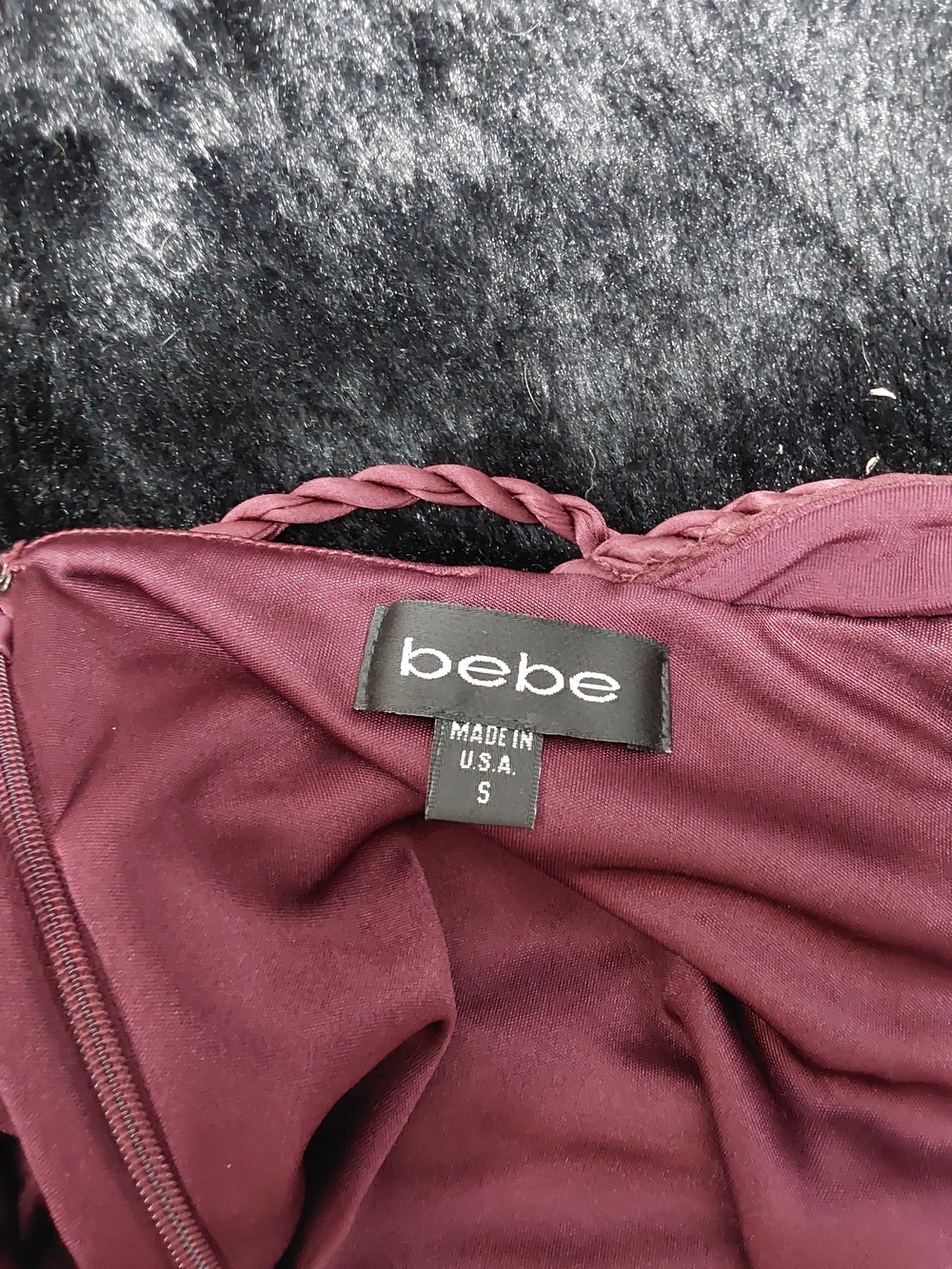 Bebe  Dancing Girl Slip Dress Burgundy Small Low Rope Back - Picture 7 of 8